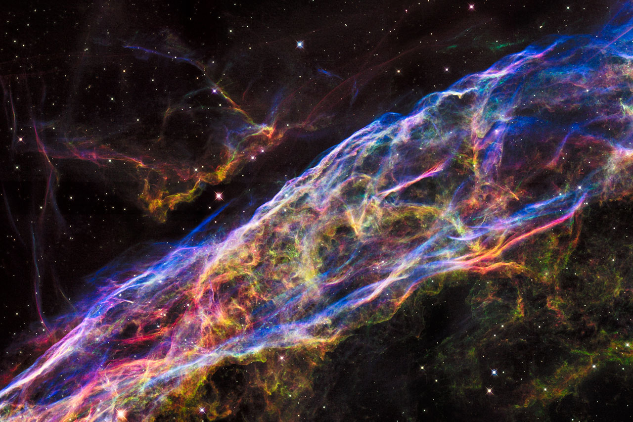 A small section of the Veil Nebula captured by the NASA/ESA Hubble Space Telescope.