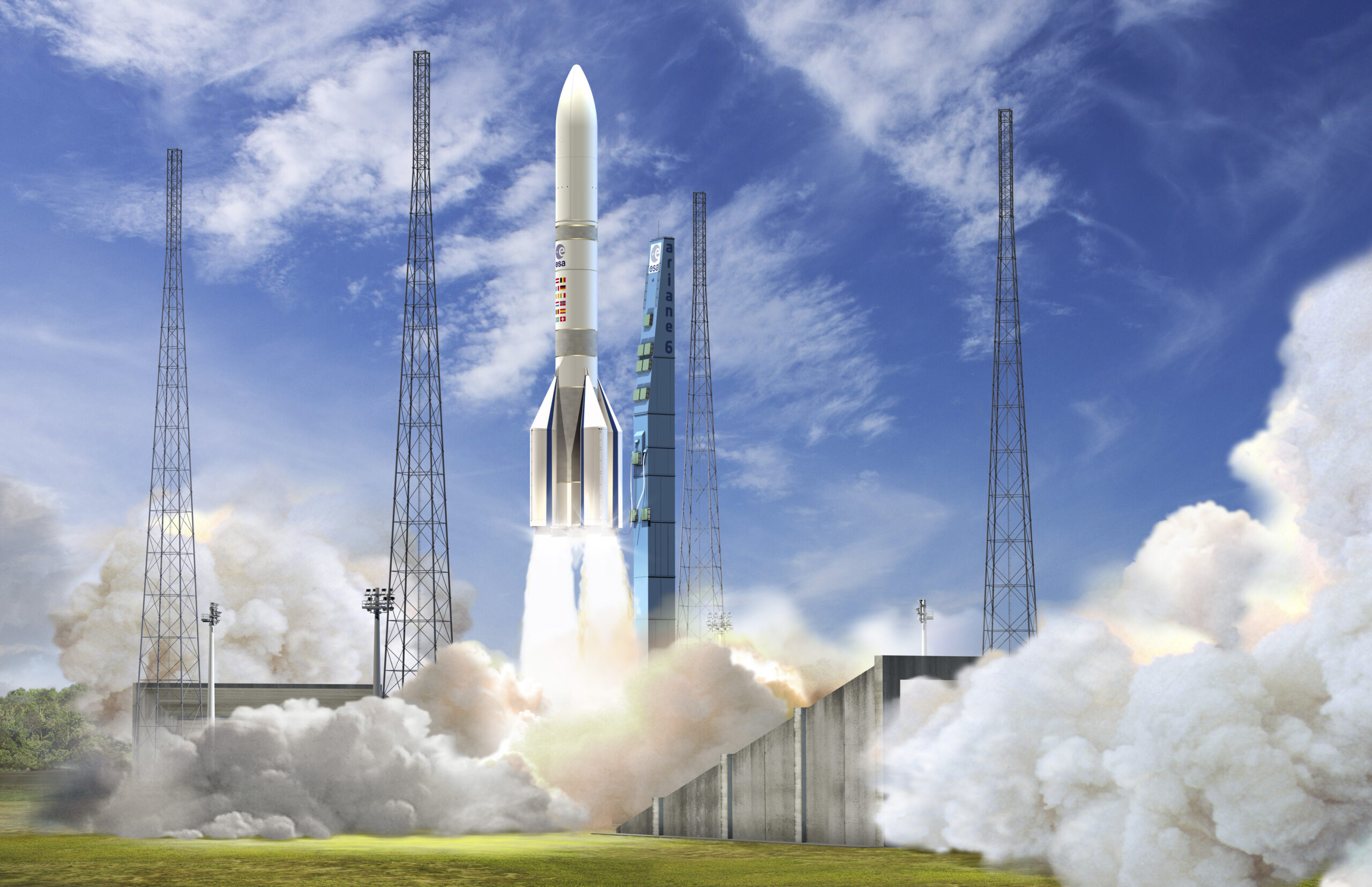Ariane 6 at the new launch pad; Copyright ESA–David Ducros, 2016