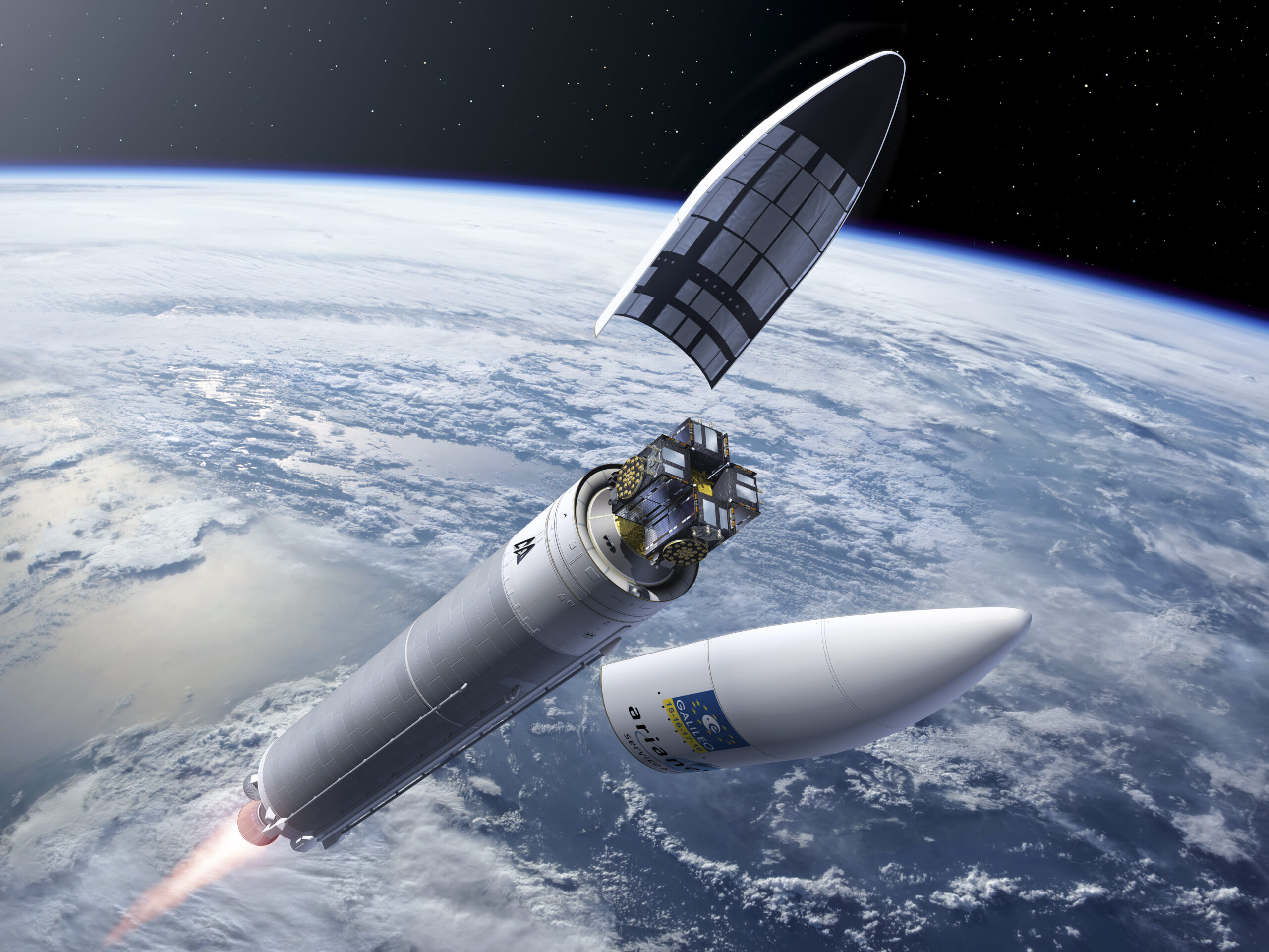 Ariane 5 with four Galileo satellites. Image: ESA