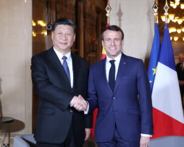 China's President Xi Jinping (left) with French President Emmanuel Macron (right). Photograph courtesy of Xinhua.