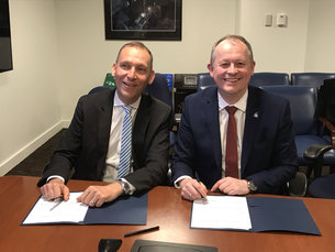 ESA and NASA officials at the signing of the Lunar science cooperation agreement in Washington, DC. Photograph courtesy of ESA.