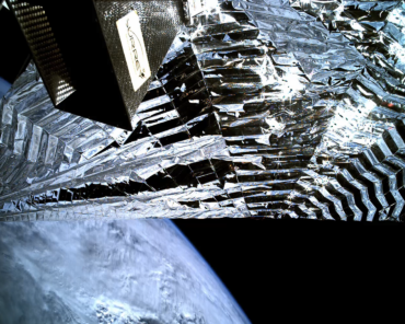 A camera captures drag sail deployment on TechDemoSat