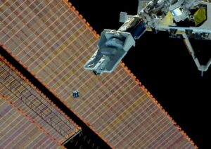 Deployment of a CubeSat from the ISS. Photo: NASA/JAXA Deployment of a CubeSat from the ISS