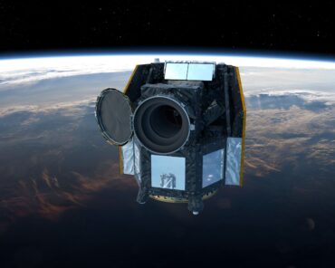 An artist's view of CHEOPS in orbit. Image courtesy of Airbus.