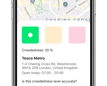 Lanterne's Crowdless mobile phone app shows when shops are crowded. Image courtesy of the ESA.