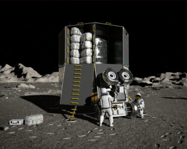 An artist's impression of the ESA's European Large Logistic Lander unloading cargo. Image courtesy of the ESA.