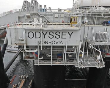A view of the Odyssey launch platform of the Sea Launch service at a port in Slavyanka. Credits: Alexander Ryumin/TASS
