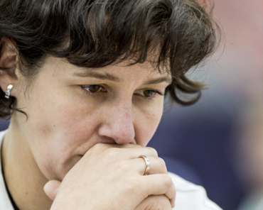 Latvia's Dana Reizniece-Ozola during the Chess Olympiad in Baku; Credits: Politico