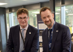 Astroscale Ltd. MD, Nick Shave and UK Space Agency CEO, Dr Paul Bate opening Zeus. Credit: Astroscale