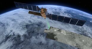 Copernicus Earth Observation Program satellite orbits above Earth