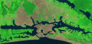 Short wave infrared satellite view of Abidjan - Copernicus Sentinel-2