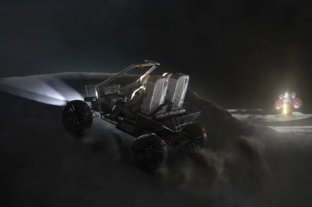 Artist concept of next-generation lunar rover vehicle. Credit NASA