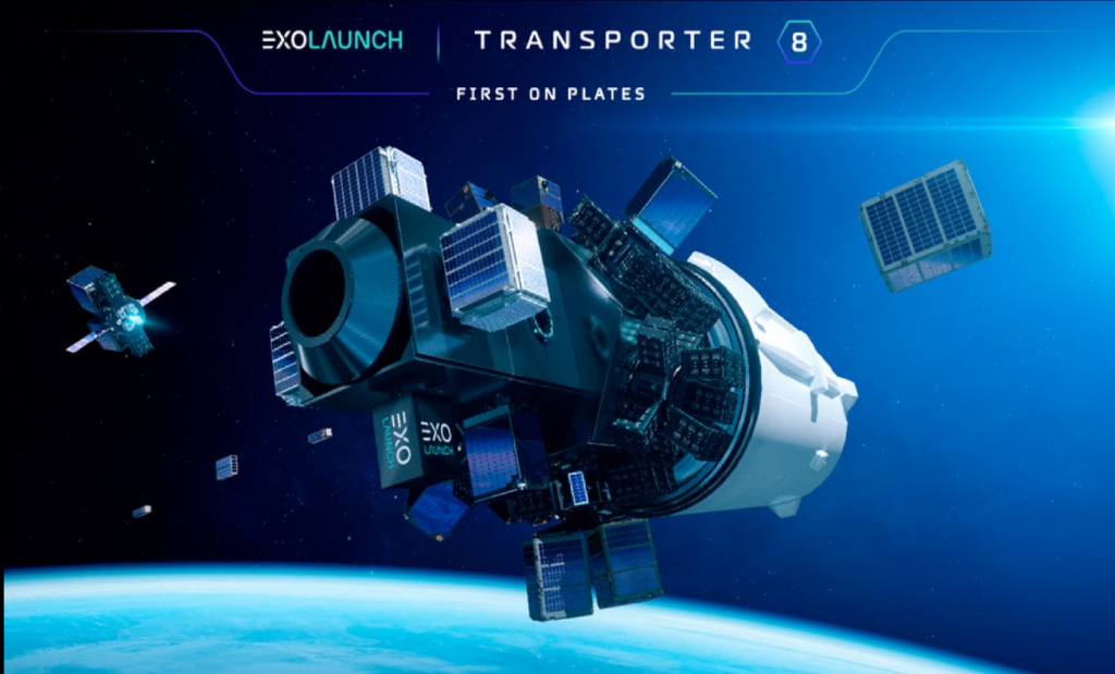 An artist's rendering of the Transporter-8 mission deployments. Credit Exolaunch