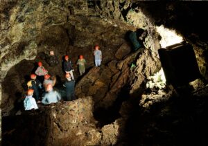 Image: Azores|CAMões Analog Research Mission team exploring the Natal Cave where the analog will take place later this year. (Credit: Marc Bluhm)