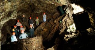Image: Azores|CAMões Analog Research Mission team exploring the Natal Cave where the analog will take place later this year. (Credit: Marc Bluhm)