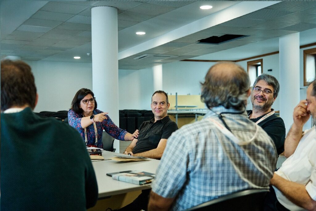 Image: The inaugural Azores|CAMões Analog Research Mission team meeting in Agra, Terceira Island to discuss the research plan and strategy. Pictured left to right Ana Pires, Rui Moura, Paulo Barcelos, and João Carlos Nunes. (Credit: Marc Bluhm)