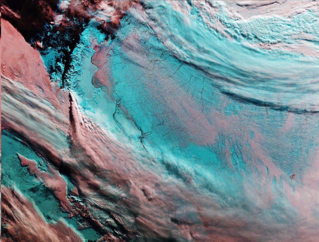 Copernicus Sentinel-3A satellite overlooking the Antarctic Peninsula and the adjacent Larsen Ice Shelf, from which a massive iceberg broke off in July. Credit: contains modified Copernicus Sentinel data (2017), processed by ESA, CC BY-SA 3.0 IGO