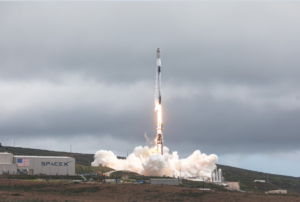 Falcon 9 carrying the Transporter-8 mission lifting off from Cape Canaveral. Credit SpaceX