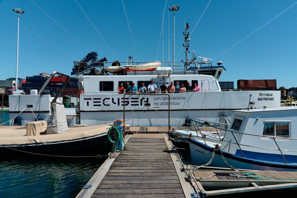 Image: The INESC TEC partner team visiting the TEC4SEA research vessel during SOE 2022. (Credit: Marc Bluhm)