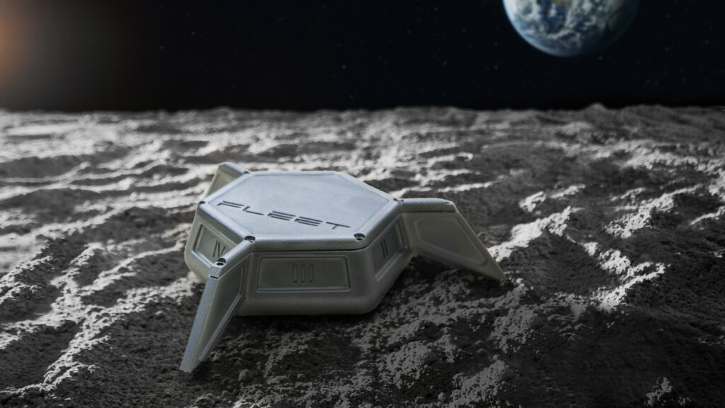A rendering of Fleet Space's SPIDER, a three-component seismic station set to be deployed at the moon's south pole. Credit: Fleet Space Technologies