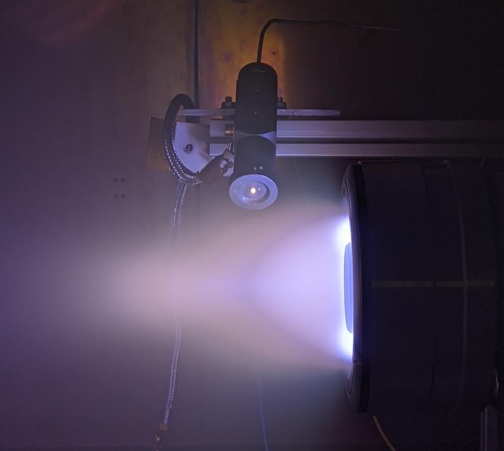 Hall Effect Space Thruster, built in the UK by Pulsar Fusion undergoing testing at the University of Southampton. Credit Pulsar Fusion