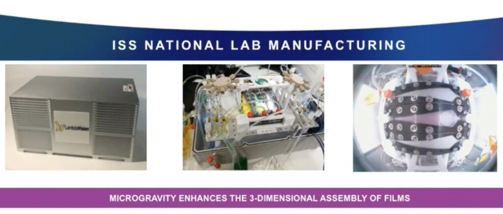 Micro-G enhances the 3-dimensional assembly for thin films. Credit: LambdaVision and Space Tango