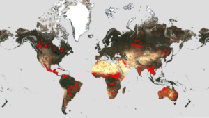Worldwide fires from ESA's World Fire Atlas. Credit ESA