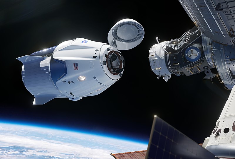 Artists' impression of a Crew Dragon approaching the forward port of Harmony on the ISS. Credit Axiom Space