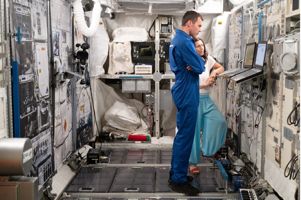 ESA project astronaut Marcus Wandt trains in a mock-up of the Columbus module at the European Astronaut Centre in Cologne, Germany. Credit ESA 