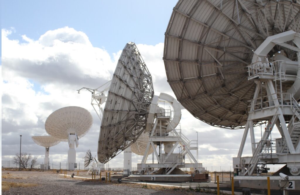 Antennas in the foreground at NASA's White Sand Complex. Credit NASA