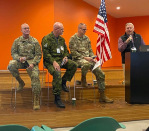 Col. Raj Agrawal, Brig. Gen. Kyle C. Paul, Col. Stephen Lyon provided an overview of the Space Domain Awareness TAP Lab Accelerator program to more than 200 attendees. Credit SSC
