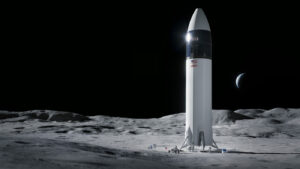 Artist's concept of Starship on the moon. Credit SpaceX