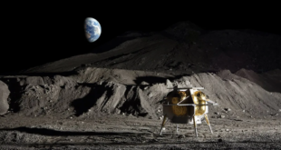 Artist's impression of Astrobotic's Peregrine lander on the surface of the moon. Credit Astrobiotic