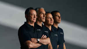 From left, Michael Lopez-Alegria; Walter Villadei, Alper Gezeravci, Marcus Wandt. Credit Axiom Space