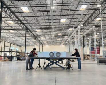 K2 Space engineers prepare a high-power satellite for testing at the company's recently opened Torrance manufacturing facility, where the team will scale production following its $110M Series B raise.