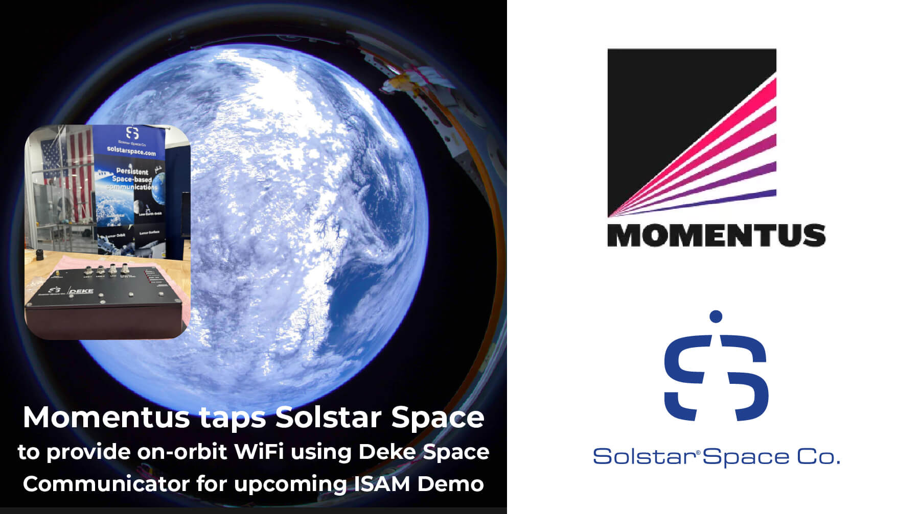 Momentus and Solstar Partner on On-Demand Communications for Space Systems