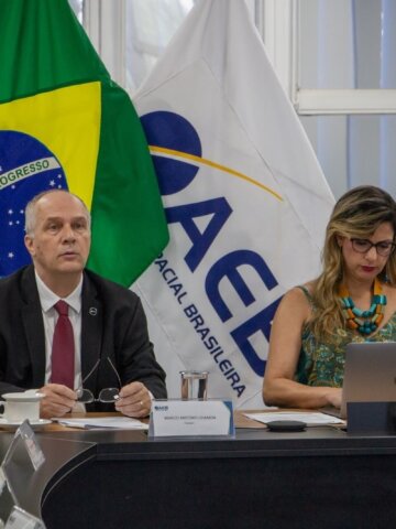 First meeting, via videoconferencing, with BRICS space leaders at the Brazilian Space Agency in Brasilia | Image: AEB Disclosure