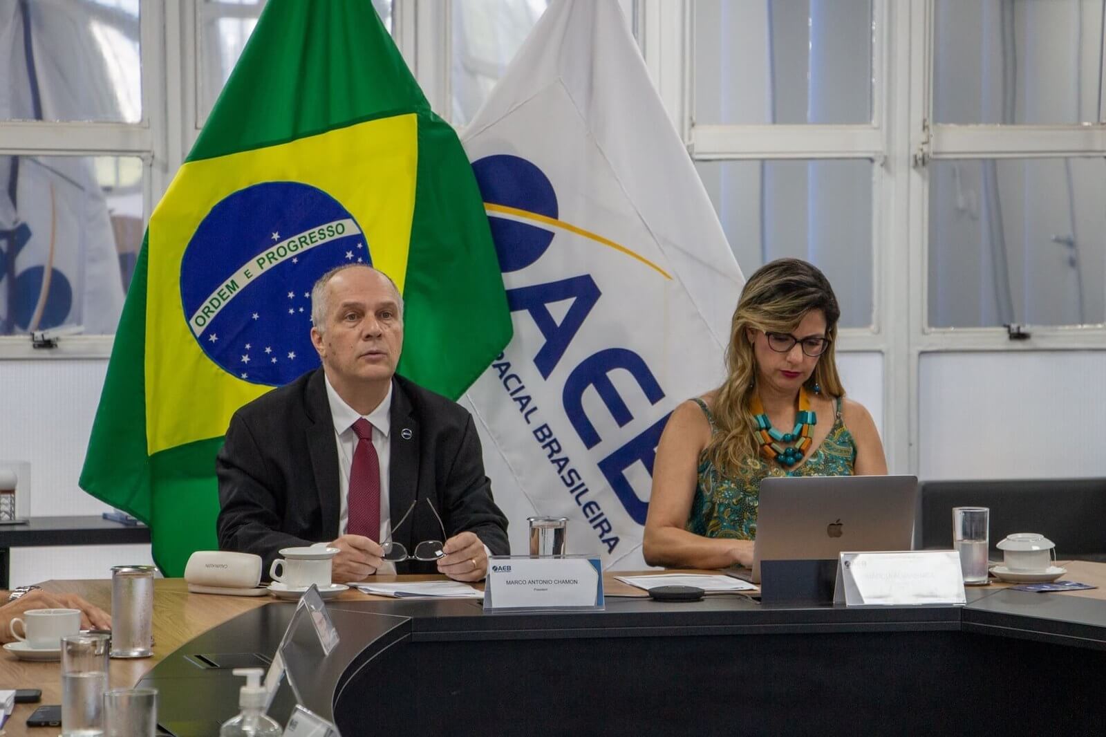 First meeting, via videoconferencing, with BRICS space leaders at the Brazilian Space Agency in Brasilia | Image: AEB Disclosure