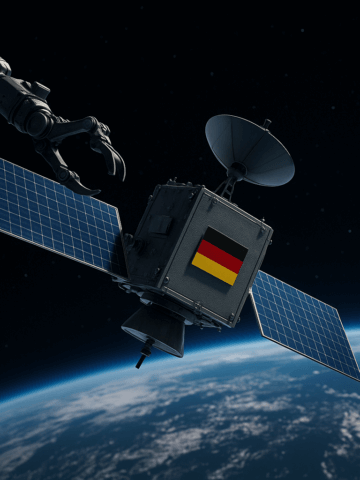 German satellite attacked in space; Created with ChatGPT