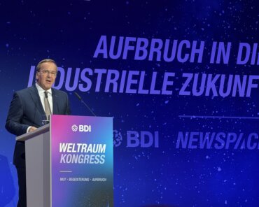 German Defense Minister Boris Pistorius at the 3rd German Space Congress in Berlin; Credits: SpaceWatch.Global