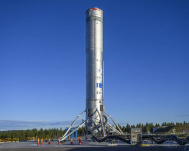Europe's Reusable Rocket Prototype Themis is Installed on its Launch Pad