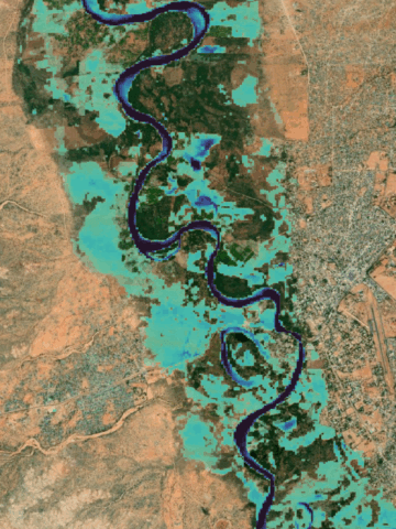 Satellite view of Garissa, Kenya flood basin. Credit Digital Earth Africa