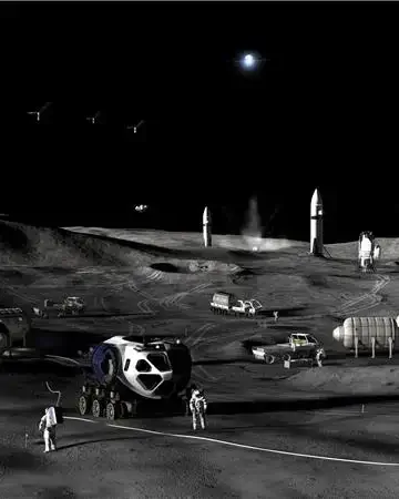 Artist’s concept of Phase 3 of NASA’s Moon Base, Credit: NASA