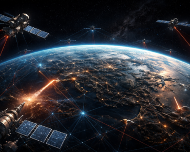 Earth’s orbit is no longer a domain of discovery, but a contested layer of surveillance, deterrence, and control. Image: AI