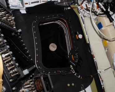 Before going to sleep on flight day 5, the Artemis II crew snapped one more photo of the Moon, as it drew close in the window of the Orion spacecraft. Image: NASA