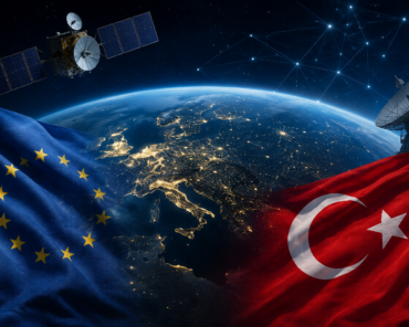 A conceptual illustration of the evolving regulatory and strategic relationship between the European Union and Türkiye in the space sector, set against the backdrop of Europe’s expanding space governance framework. Image AI generated