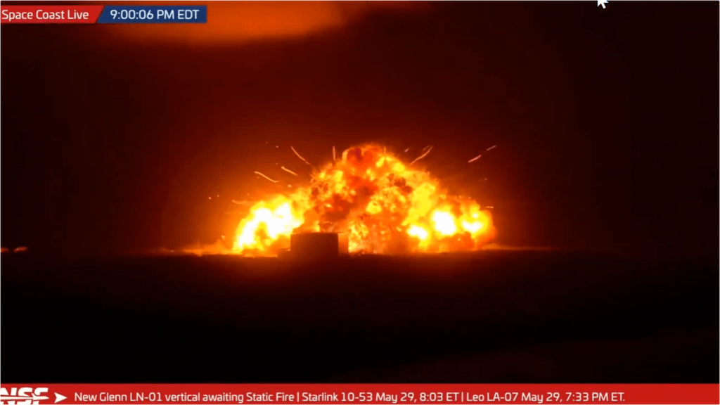 Blue Origin's New Glenn Orbital Launch Vehicle Explodes during Static Fire Test