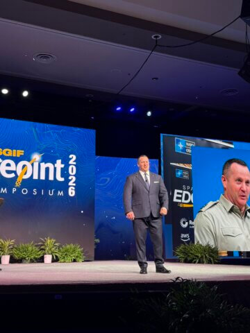 MG Paul Lynch at GEOINT; Credits:SpaceWatch.Global