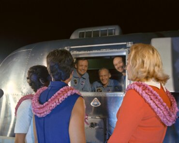 Often invisible, but always there supporting, before and after a successful mission. The Apollo 11 crewmen, still under a 21-day quarantine, are greeted by their wives. Credit: NASA