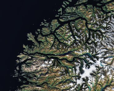 The Jostedalsbreen glacier, Norway, seen from space. Credit: ESA